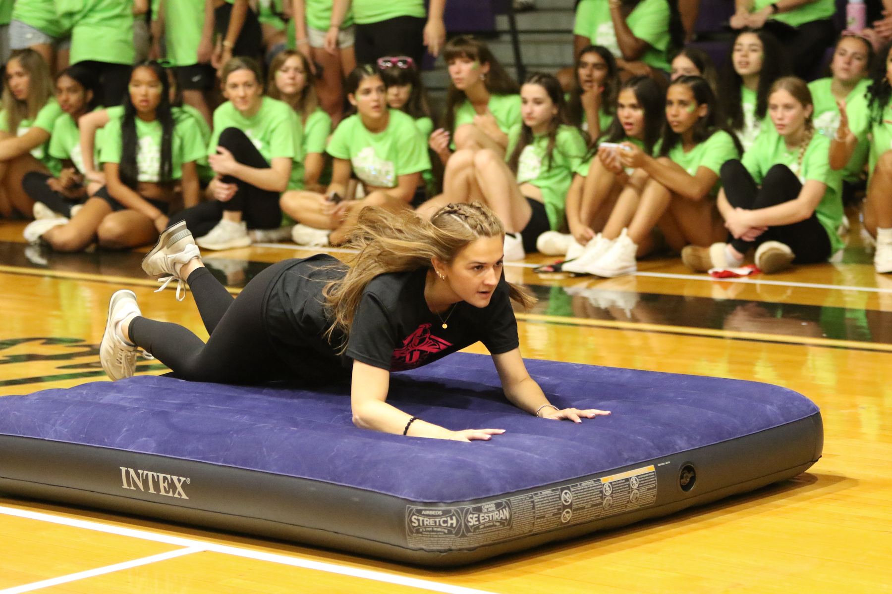 Air mattress relay race at Battle of the Classes